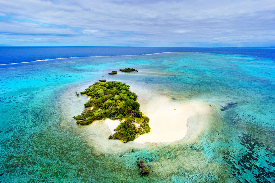 Private-Island-4-Fiji-Luxury-Travel Aerial view of Jean-Michel Cousteau Resort Fiji's Private island
